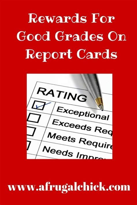 a red cover with the words reward cards for good grade on report cards and a pen