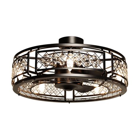 Parryville Industrial Crystal Chandelier Ceiling Fan With Light 3