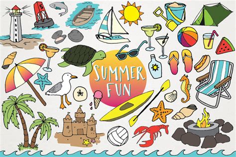 Hand Drawn Beach And Summer Clipart ~ Illustrations On Creative Market