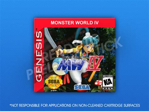 Sega Genesis Monster World Iv Label Retro Game Cases