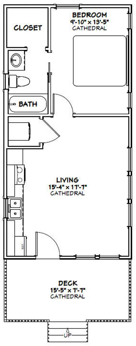 16x32 House 1 Bedroom 1 Bath 511 Sq Ft Pdf Floor Plan Etsy In 2021