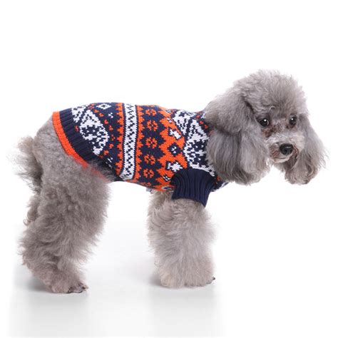 Dog Cat Puppy Geometric Pattern Jumper Sweater Winter Warm Pet Apparel