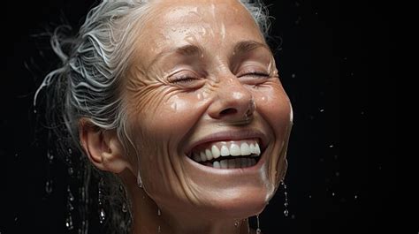 Premium AI Image A Woman With Water On Her Face