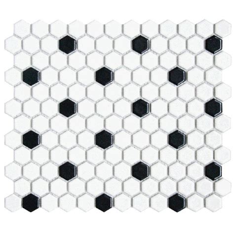 Cc Mosaics Matte Hexagon White And Black 1 Mosaic On 12x12 Sheet Tiles