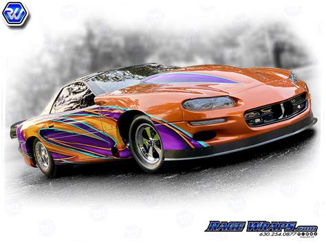 Procharged Chevy Camaro Drag Car Rage Wraps