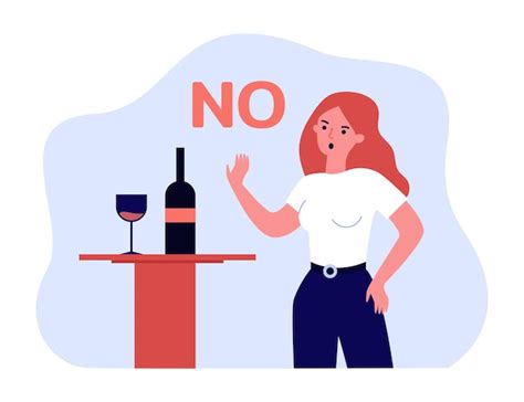 Premium Vector Angry Cartoon Woman Saying No To Alcohol Girl Choosing