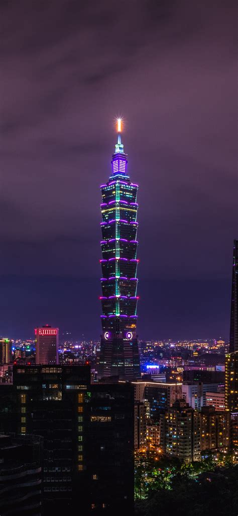 Taipei 101 Wallpaper 4k City Skyline Skyscraper Cityscape Night