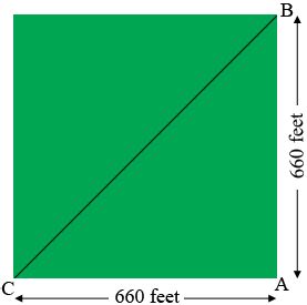 The product is 174240 sq ft. The diagonal of a 10 acre square - Math Central