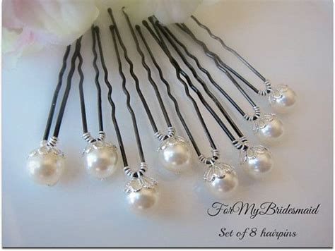 Wedding Ivory Pearl Hairpin 8 Ivory White Pearl Hairpins Up Do Etsy