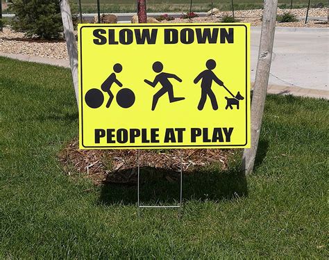 2 Pack 24x18 Slow Down People At Play Lawn Sign With H