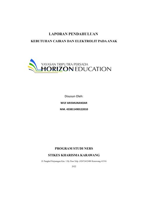 LP Kebutuhan Cairan PADA ANAK - LAPORAN PENDAHULUAN KEBUTUHAN CAIRAN