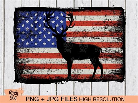 American Flag Png Deer Sublimation Designs Download Deer Etsy