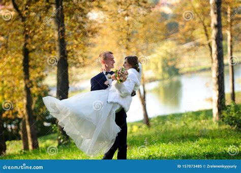 Happy Bride And Groom On Their Wedding Stock Image Image Of Male