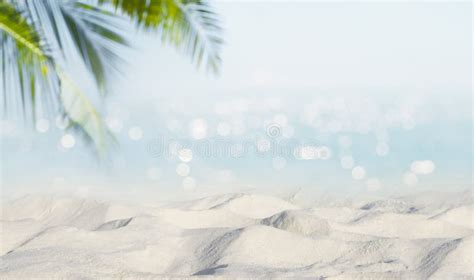 Exotic Sandy Beach With Blurred Summer Sea On The Background Stock