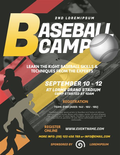 Baseball Camp Flyer Template Postermywall