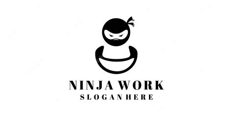 Premium Vector Black Ninja Logo Design On White Background