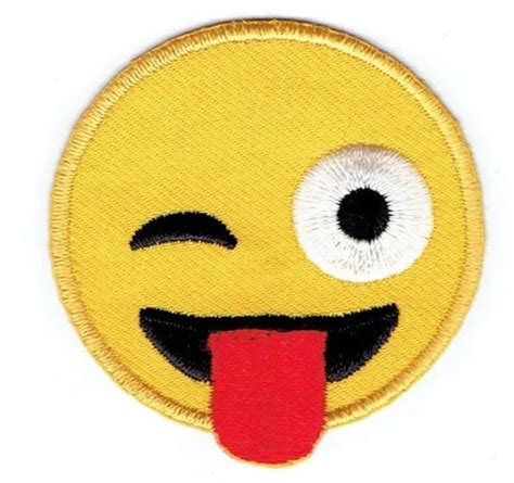 Grand Emoji Visage Smiley émoticône Jaune Patch à Fer Appliquébrodé