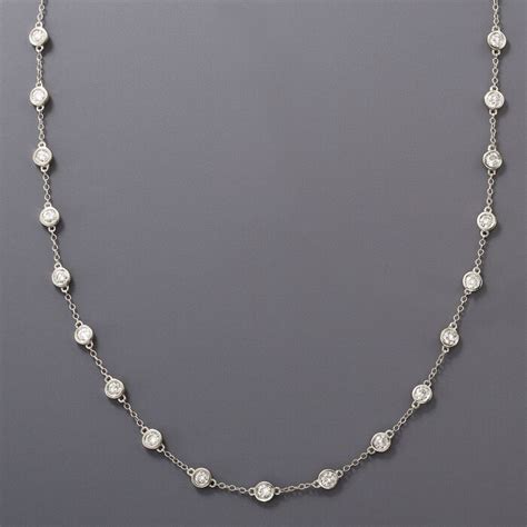300 Ct Tw Bezel Set Diamond Station Necklace In 14kt White Gold