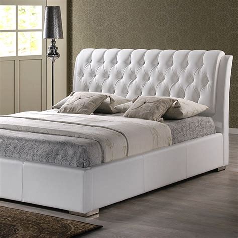 Linnea queen faux leather bed, white by lexmod (1) $329. Bianca Queen Platform Bed - Diamond Tufts, Metal Legs ...