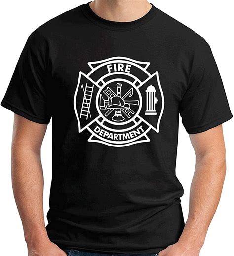 Mens T Shirt Black Fun1427 Fire Department Black Xl Uk
