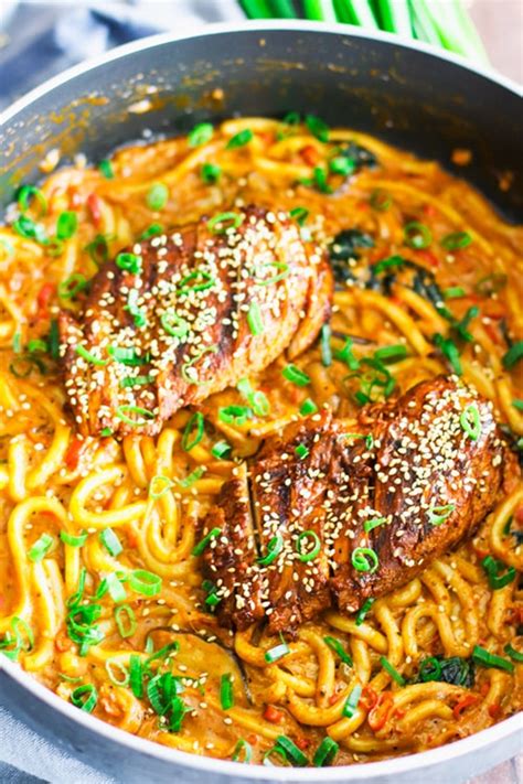 Also, i've tried the recipe with and without making the batter, and i found that it works better with just cornstarch over the pieces of chicken. Creamy Spicy Korean Udon with Bulgogi Chicken - That Spicy ...