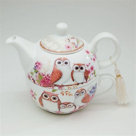 Bits And Pieces Tea For One Owls Porcelain Teapot And Cup Adorable Owl Design See This Great
