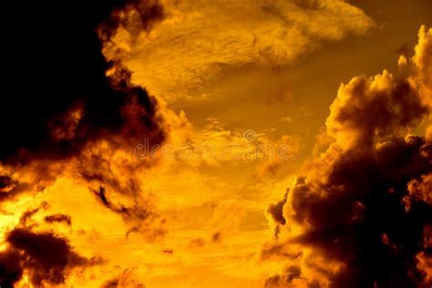 Beautiful Sky Beautiful Golden Clouds In The Sunset Stock Image