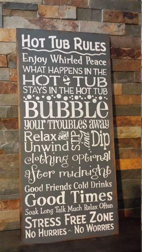 This will be the best hostess gift for pool party in 2020. HOT TUB RULES Sign/Housewarming/Hostess Gift/Christmas Gift | Etsy in 2020 | Hot tub backyard ...