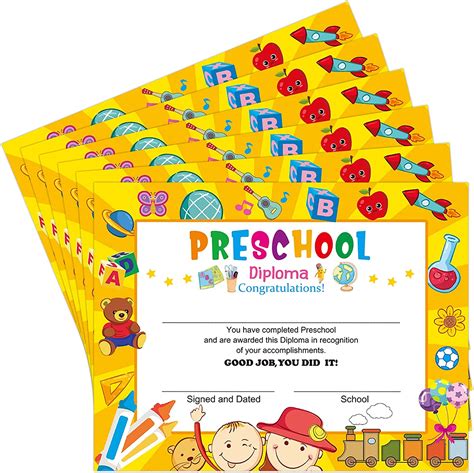 Preschool Diploma Certificate For Kidsstudents Kindergarten Graduation