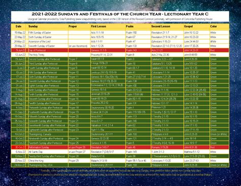 2022 Liturgical Calendar (Year C) K-2022 | Sola Publishing