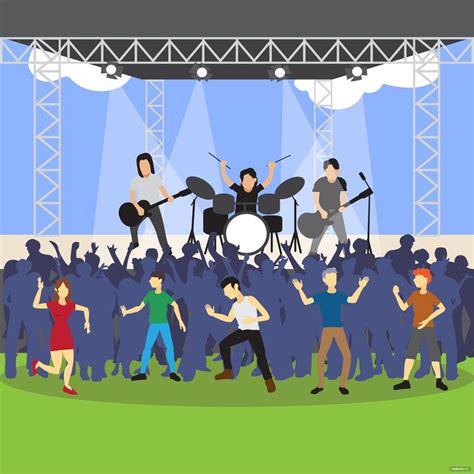 Music Concert Crowd Vector In Illustrator  Svg Eps Png