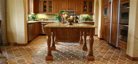 Stone offers a high end look, but should be sealed. Concrete Tile Kitchen Flooring - Westside Tile and Stone