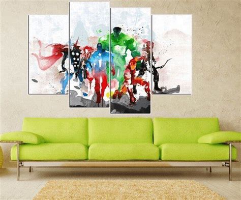 4 Piece Multi Panel Modern Home Decor Framed Abstract Marvel Avengers