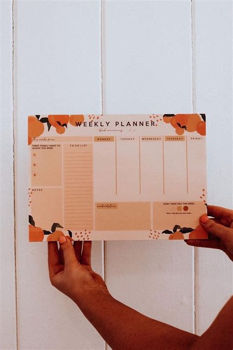 A4 Weekly Planner Pad With Peach Design Etsy Uk Weekly Planner Pad