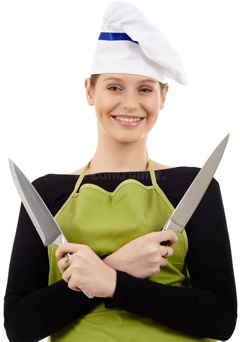 Woman Chef Holding Two Knives Stock Photos Free And Royalty Free Stock