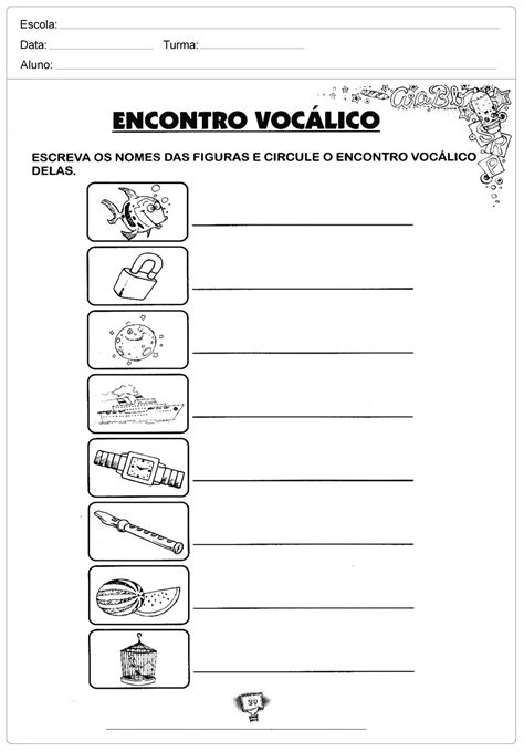 Atividades Sobre Encontro Vocalico 3 Ano