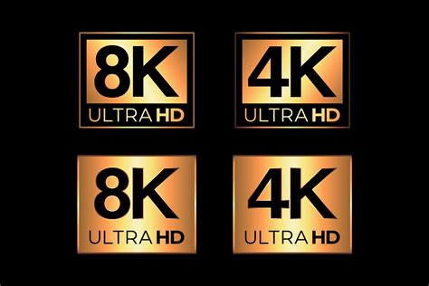 4k And 8k Ultra Hd And Hdr Logo Set ~ Graphic Objects ~ Creative Market