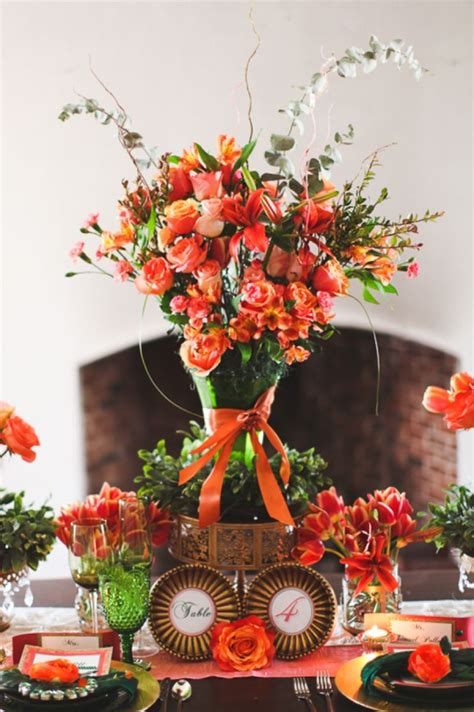 Orange Centerpiece Photo By Birds Of A Feather Photography Wedding