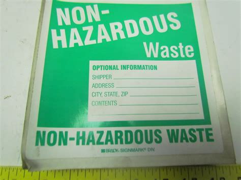 Brady Non Hazardous Waste Label X Vinyl Safety Sticker Lot