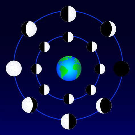 Phases Of Moon Orbiting Earth Free Clip Art