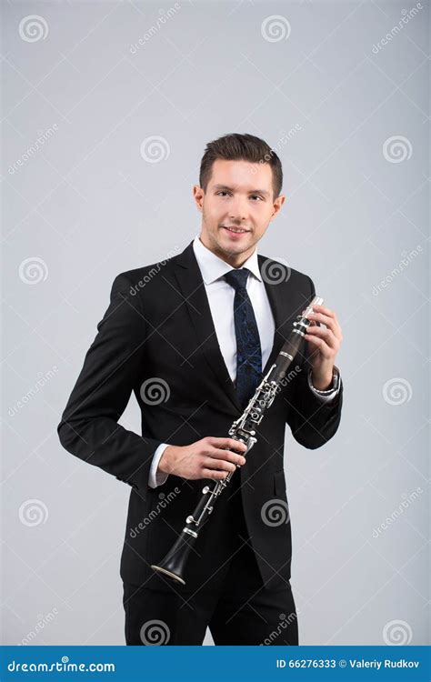 Young Man Playing The Clarinet Stock Image Image Of Jazz Play 66276333