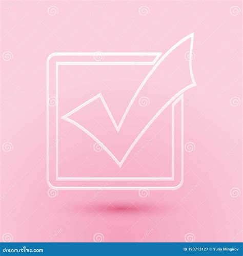 Paper Cut Check Mark In A Box Line Icon Isolated On Pink Background