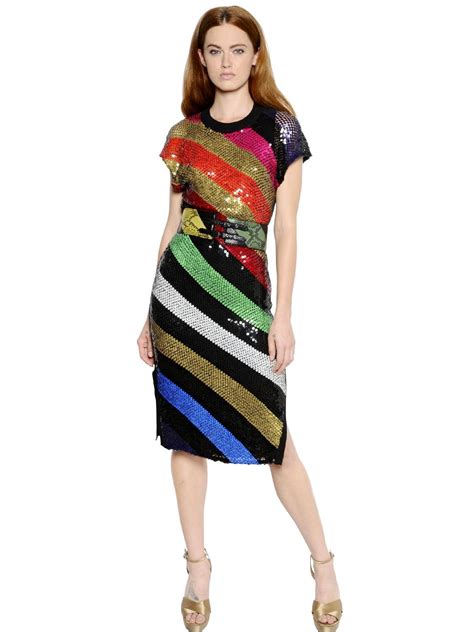 Lyst Sonia Rykiel Striped Sequined Knit Dress
