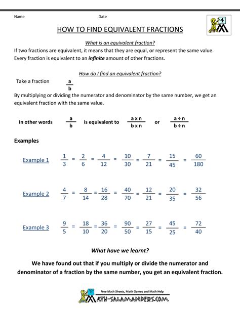 Finding Equivalent Fractions
