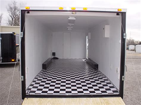 I like the typical black and white tiles for easy clean up,but that gets real slick at times. Checkered Flag Trailer Flooring | Floor Matttroy