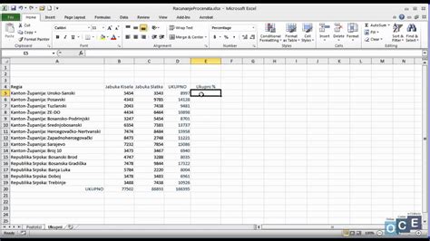 Primjer računanja procenata Excel 2010 YouTube