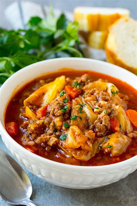 I make homemade cabbage soup with beef and shell pasta. Cabbage Roll Soup - Dinner at the Zoo