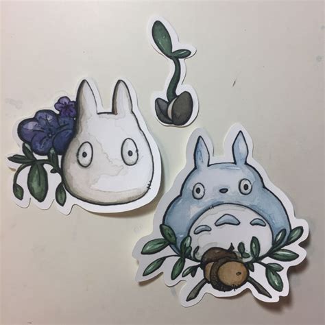 Watercolor Artwork Totoro Friend Stickers Etsy Watercolor Artwork