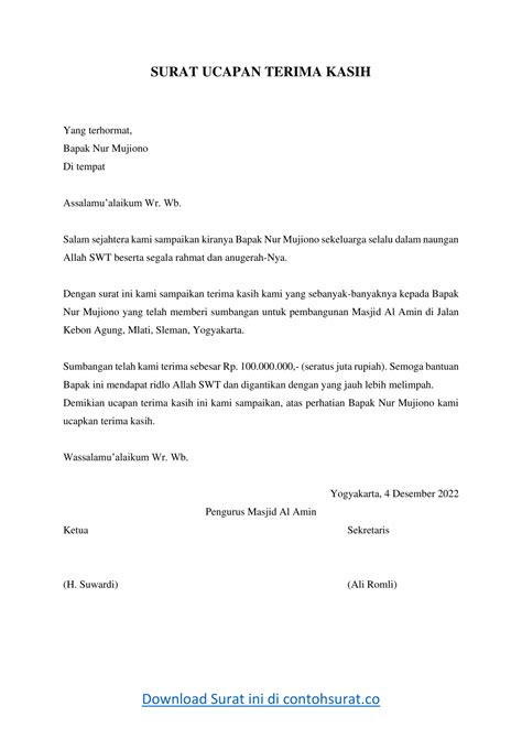 Saya telah belajar banyak, dan terima kasih atas semuanya! Contoh Surat Ucapan Terima Kasih atas Sumbangan Bantuan ...