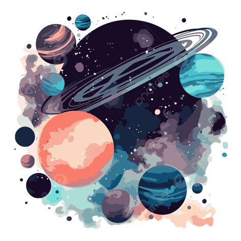 Galaxy Clipart Watercolor Galaxy With Planets And Planets Cartoon